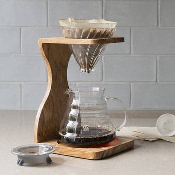 Hario V60 Olive Wood Stand Set Size 02 - Balance Coffee